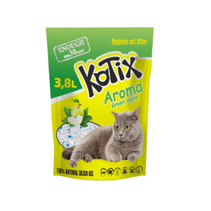 Asternut igienic pentru pisici, silicat, Kotix Mar Verde, 3.8L, 1,52kg