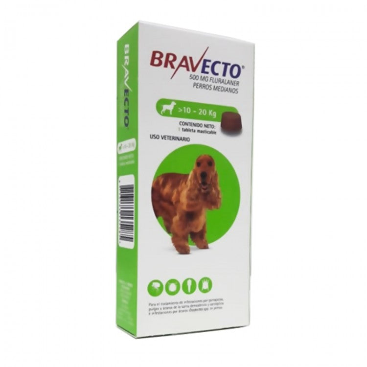 Bravecto (10-20 kg) 1 tbl x 500 mg - ALTVET - Farmacie veterinara - Pet Shop - Cosmetica