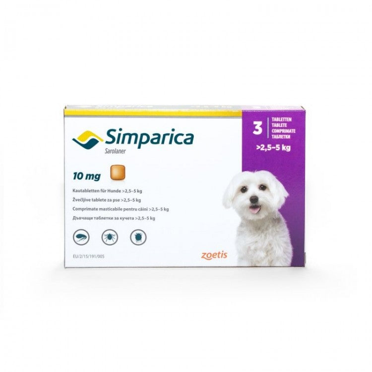 Simparica Caini 10 mg (2.5 - 5 kg),1 tableta - ALTVET - Farmacie veterinara - Pet Shop - Cosmetica
