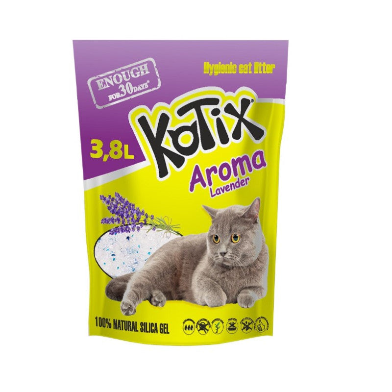 Asternut igienic pentru pisici, silicat, Kotix Lavanda, 3.8L, 1,52kg