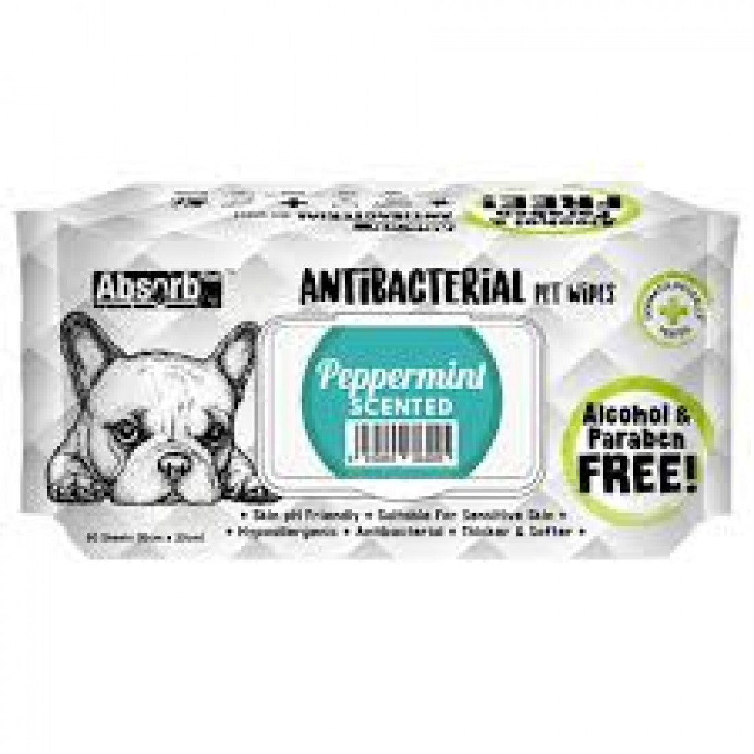 Antibacterial Pet WET Wipes, PEPPERMINT- pachet 80 buc