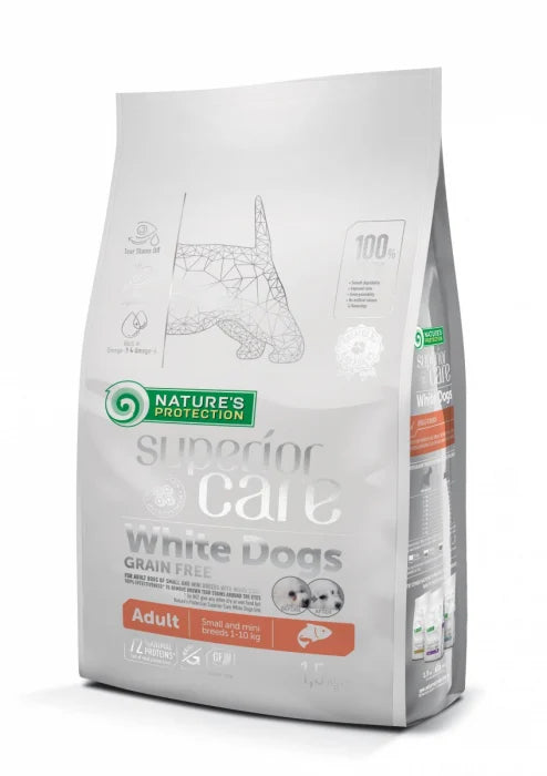 Superior Care White Dogs Grain Free Salmon Adult Small&Mini Breeds 1,5kg