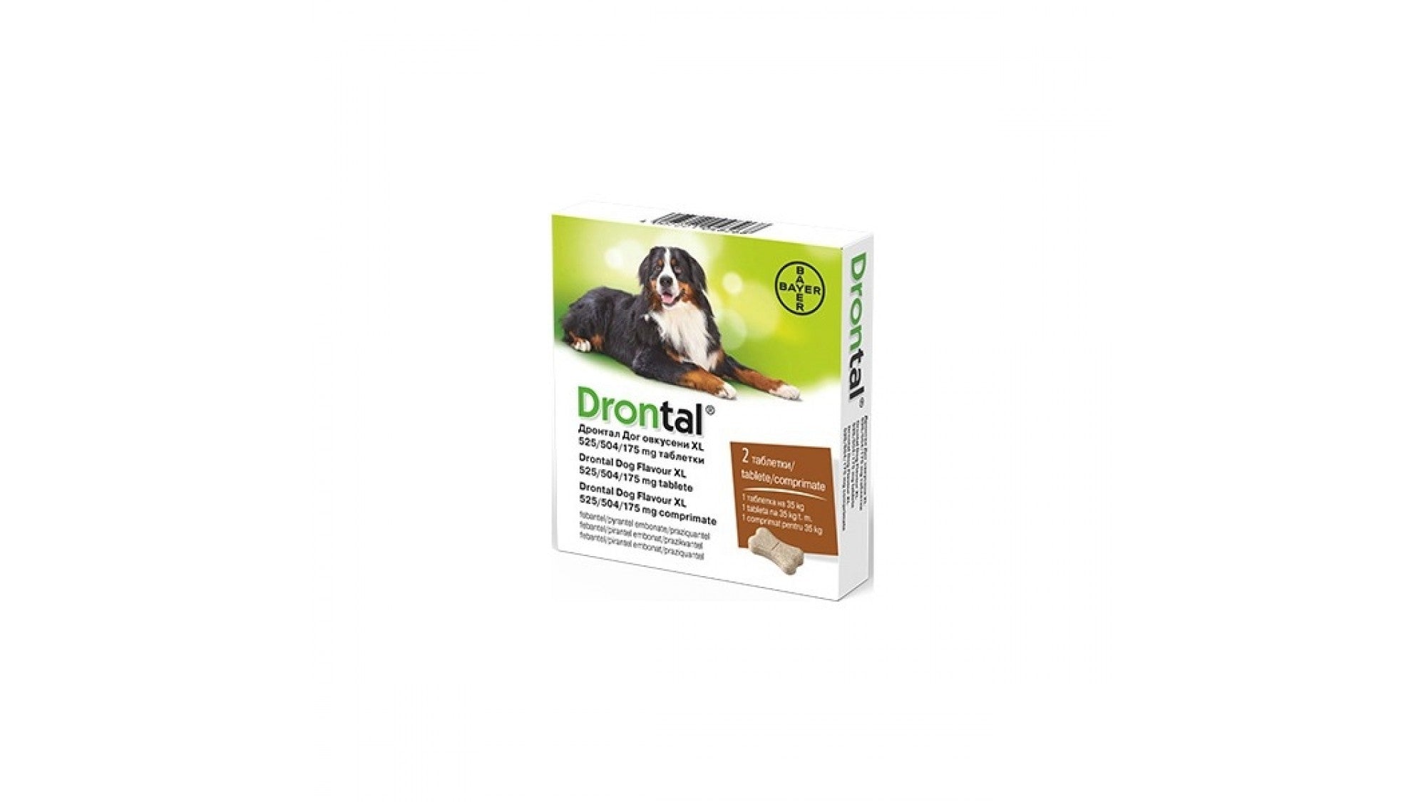 Drontal Dog Flavour XL 525/504/175 MG, pentru caini, cutie x 2 comprimate