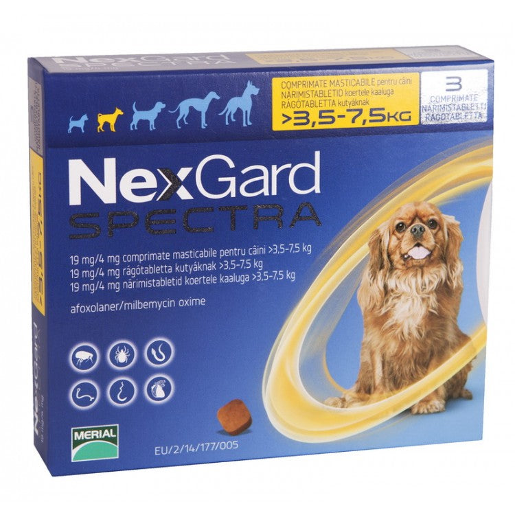 Nexgard Spectra S (3.5 - 7.5 kg), 1 comprimat - ALTVET - Farmacie veterinara - Pet Shop - Cosmetica