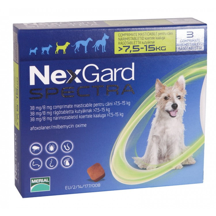Nexgard Spectra M (7.5 - 15 kg), 1 comprimat - ALTVET - Farmacie veterinara - Pet Shop - Cosmetica