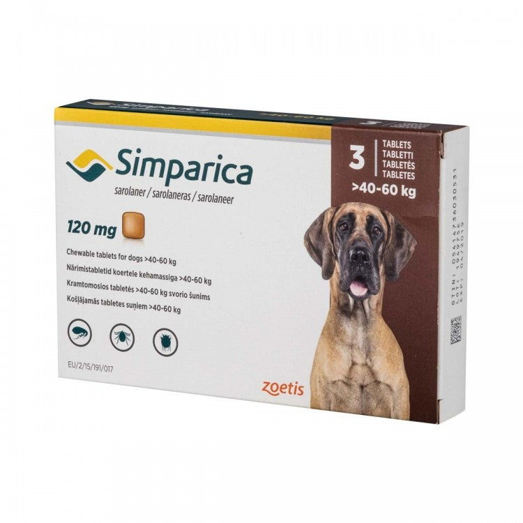 Simparica Caini 120 mg (40 - 60 kg),1 tableta - ALTVET - Farmacie veterinara - Pet Shop - Cosmetica