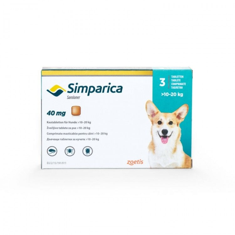 Simparica Caini 40 mg (10 - 20 kg),1 tableta - ALTVET - Farmacie veterinara - Pet Shop - Cosmetica
