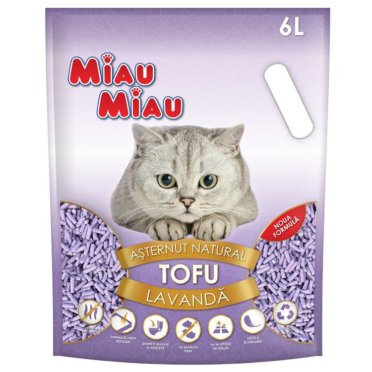 Nisip Pisici MIAU MIAU Tofu LAVANDA 6L